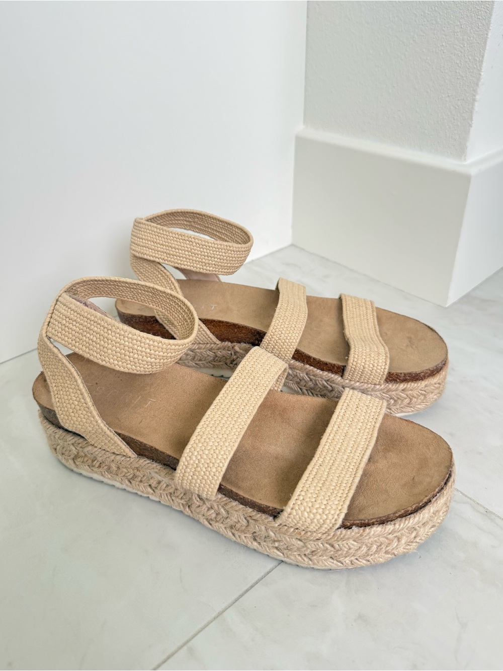 Esprit Gigi Neutral Beige Jute Espadrille Platform Sandals - Women's US 7.5